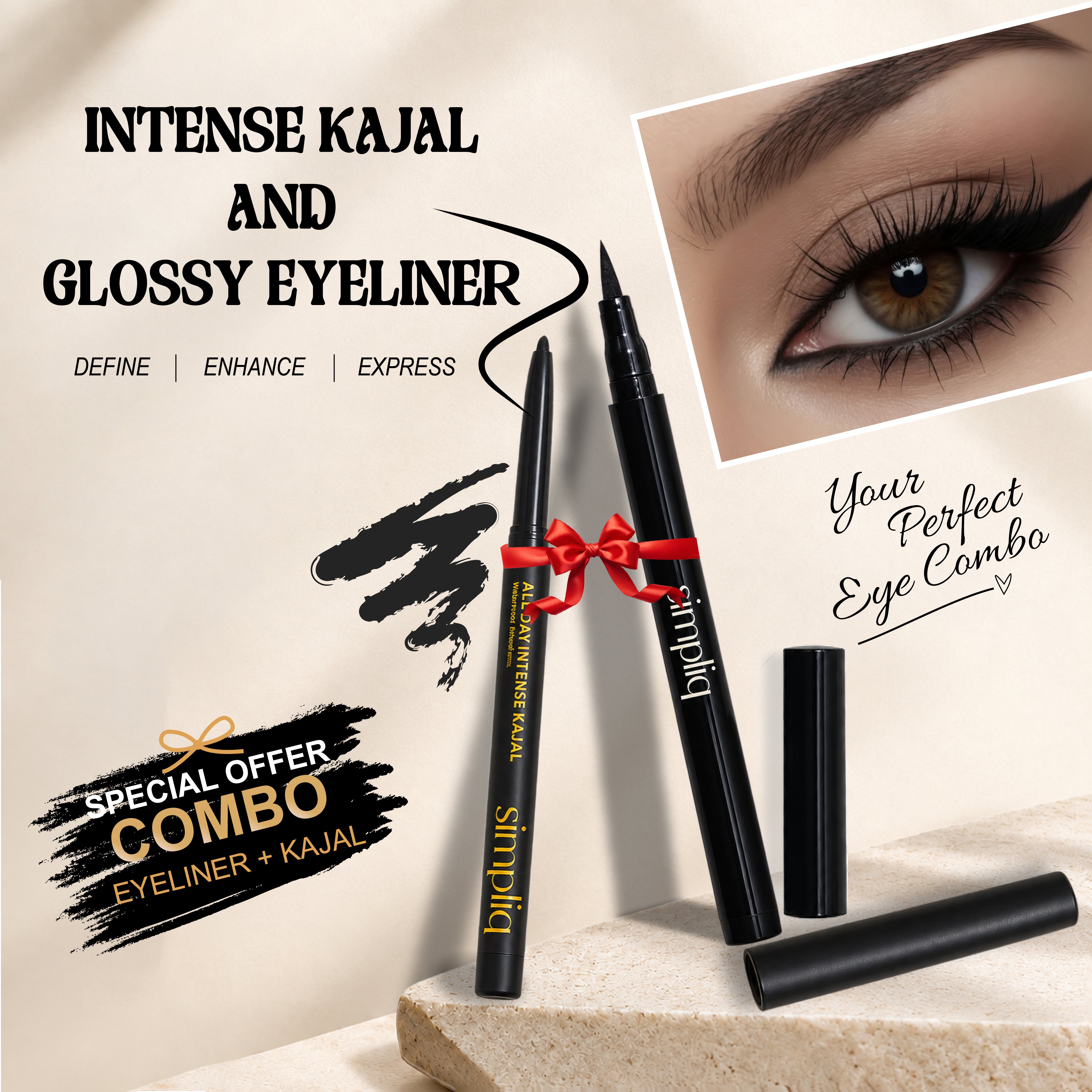 Eyeliner and Kajal Combo